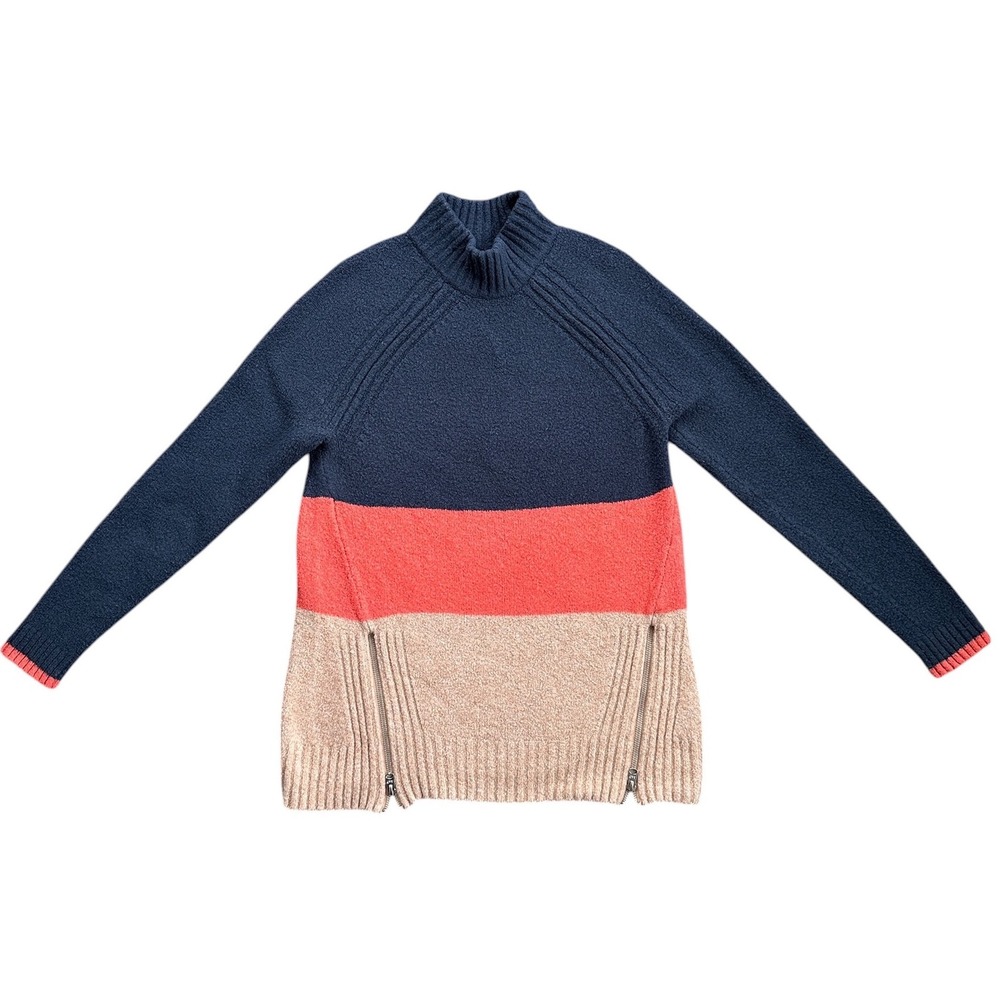 Abercrombie & Fitch Sweater Wmns Medium Blue Coral Colorblock Side Zip Excellent